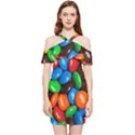 Colorful Candy Background, Close-up Shoulder Frill Bodycon Summer Dress View1