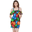 Colorful Candy Background, Close-up Shoulder Frill Bodycon Summer Dress View3