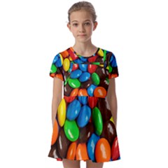 Colorful Candy Background, Close-up Kids  Short Sleeve Pinafore Style Dress by kyorashop23