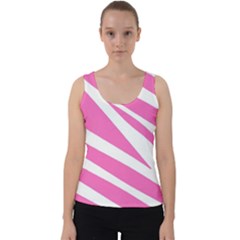 White Pink Stripes, Pattern Velvet Tank Top by kyorashop23