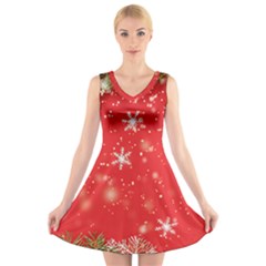 Christmas Ornament V-neck Sleeveless Dress by Salmanaz77