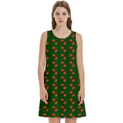 Kawaii Pumpkin Patt Green Round Neck Sleeve Casual Dress With Pockets by snowwhitegirl