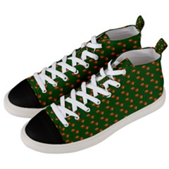 Kawaii Pumpkin Patt Green Men s Mid-top Canvas Sneakers by snowwhitegirl