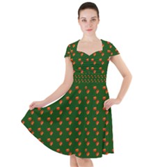 Kawaii Pumpkin Patt Green Cap Sleeve Midi Dress by snowwhitegirl