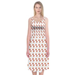 Kawaii Pumpkin Patt White Midi Sleeveless Dress by snowwhitegirl