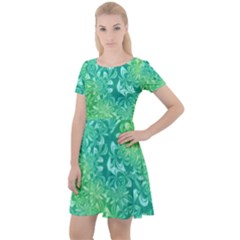 Retro Flower Pattern Design Batik Cap Sleeve Velour Dress  by Posterlux