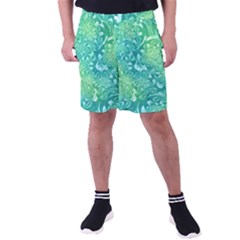 Retro Flower Pattern Design Batik Men s Pocket Shorts by Posterlux