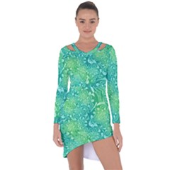 Retro Flower Pattern Design Batik Asymmetric Cut-out Shift Dress by Posterlux