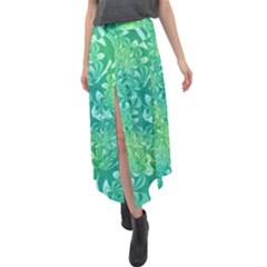 Retro Flower Pattern Design Batik Velour Split Maxi Skirt by Posterlux