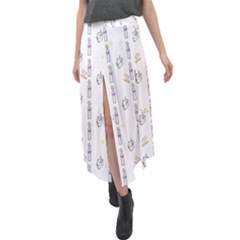 Dreidel Candles Spinning Top Velour Split Maxi Skirt by Posterlux