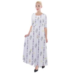 Dreidel Candles Spinning Top Half Sleeves Maxi Dress by Posterlux