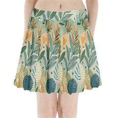 Leaves Pattern Flora Nature Pleated Mini Skirt by Posterlux