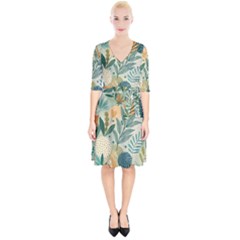 Leaves Pattern Flora Nature Wrap Up Cocktail Dress by Posterlux