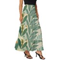 Leaves Pattern Flora Nature Tiered Ruffle Maxi Skirt View3