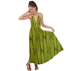 Fern Texture Nature Leaves Backless Maxi Beach Dress by Posterlux