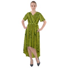 Fern Texture Nature Leaves Front Wrap High Low Dress by Posterlux