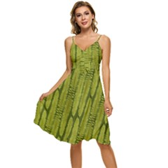 Fern Texture Nature Leaves Sleeveless Tie Front Chiffon Dress by Posterlux