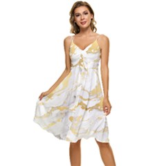 Marble Pattern Sleeveless Tie Front Chiffon Dress by Posterlux