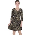 Camouflage Army Survival Uniform Quarter Sleeve Ruffle Waist Dress View1