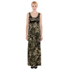 Camouflage Army Survival Uniform Thigh Split Maxi Dress by Posterlux