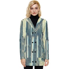 Texture Abstract Buildings Button Up Hooded Coat  by anzea