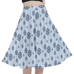 Snowflakes Winter Christmas A-line Full Circle Midi Skirt With Pocket by anzea