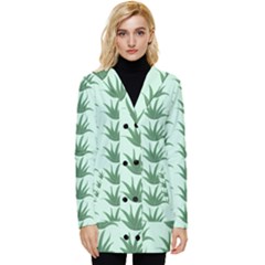 Aloe Plants Pattern Scrapbook Button Up Hooded Coat  by anzea