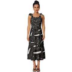 Cryptic Creature Pattern  Tie-strap Tiered Midi Chiffon Dress by dflcprintsclothing