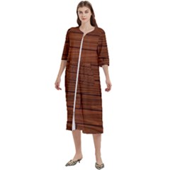 Seamless Wooden Planks Brown Wooden Background Women s Cotton 3/4 Sleeve Nightgown by kyorashop23