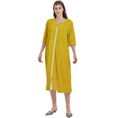 Yellow Lego Texture, Macro, Yellow Dots Background Women s Cotton 3/4 Sleeve Nightgown by kyorashop23