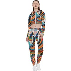 Madhubani Art A Cropped Zip Up Lounge Set by BellaVistaTshirt02