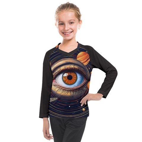 Eye Of The Universe (ai) Kids  Long Mesh T-shirt by dflcprintsclothing