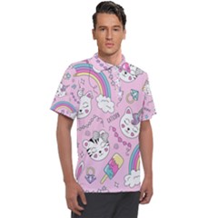 Beautiful Cute Animals Pattern Pink Men s Polo T-shirt by Grandong