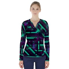 Beamed V-neck Long Sleeve Top by MRNStudios