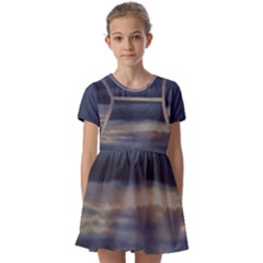 Twilight Serenade Print Kids  Short Sleeve Pinafore Style Dress by dflcprintsclothing