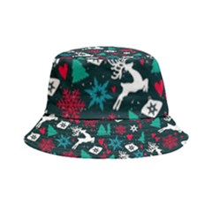 Holiday Season Pattern December Happy Holidays Merry Christmas Winter Family Festive New Year Inside Out Bucket Hat by Maspions