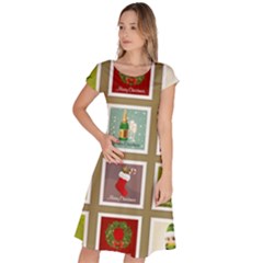 Christmas Stamp Pattern Classic Short Sleeve Dress by Maspions