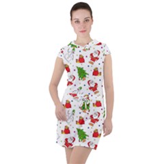 Christmas Pattern  Trees Santa Drawstring Hooded Dress by Maspions