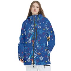 Christmas Stars Pattern Star Women s Multi Pockets Zip Ski And Snowboard Waterproof Breathable Jacket by Maspions