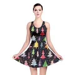 Fun Christmas Trees Adoxali Scandinavian Artistic Background Pattern Reversible Skater Dress by Maspions