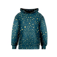 Star Golden Pattern Christmas Design White Gold Kids  Pullover Hoodie by Apen