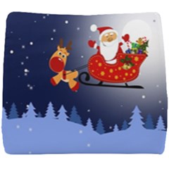 Deer Santa Claus Flying Trees Moon Night Merry Christmas Seat Cushion by anzea