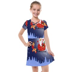 Deer Santa Claus Flying Trees Moon Night Merry Christmas Kids  Cross Web Dress by anzea