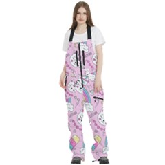 Beautiful Cute Animals Pattern Pink Women s Front Zip Ski And Snowboard Bib Pants by Grandong