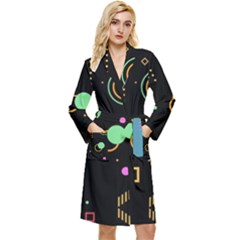 Colartive, Aesthetic, Amoled, Black, Colorful, Desenho Long Sleeve Velvet Robe by kyorashop23