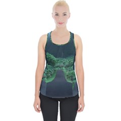 Jungle Road Hawaii Asphalt Mountains Green Piece Up Tank Top by Bedest