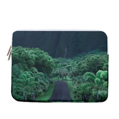 Jungle Road Hawaii Asphalt Mountains Green 13  Vertical Laptop Sleeve Case With Pocket by Bedest