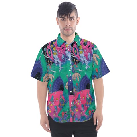 Planet Psychedelic Art Psicodelia Men s Short Sleeve Shirt by Bedest