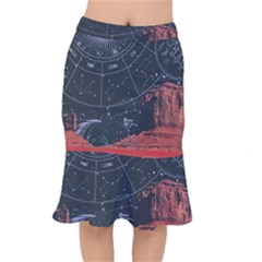 Astrology Surreal Surrealism Trippy Visual Art Short Mermaid Skirt by Bedest