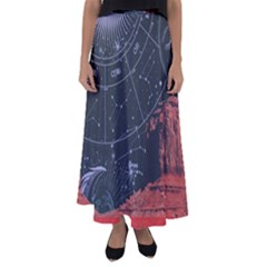 Astrology Surreal Surrealism Trippy Visual Art Flared Maxi Skirt by Bedest